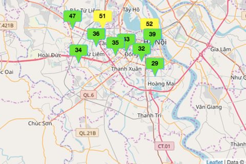 Hanoi’s air quality on November 13: Mostly at unhealthy level