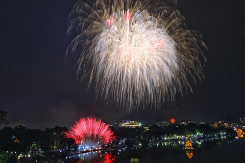 Satisfying Tet fireworks show in Hanoi