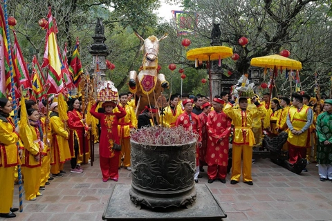 Giong Festival kicks off, presenting 10,000 lucky bamboo blossoms to pilgrims