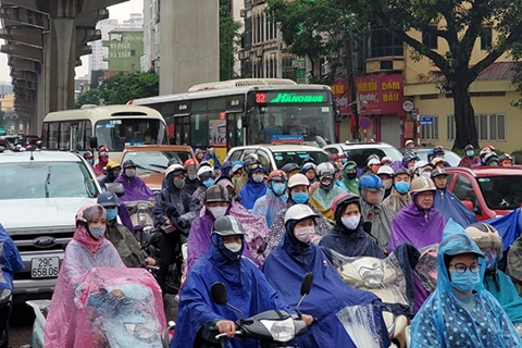 Hanoi streets jammed after morning rain
