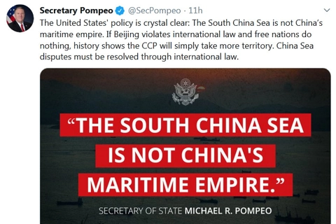 “South China Sea is not China’s maritime empire”: Mike Pompeo