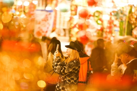 Bustling Christmas street in Hanoi