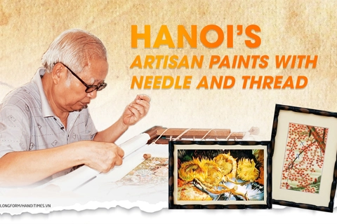 Hanoi’s artisan paints with needle and thread