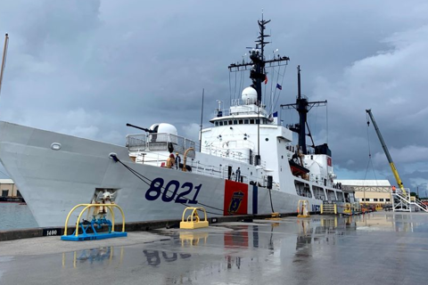 CBS 8021, Hamilton-class vessel docks at homeport in Vietnam