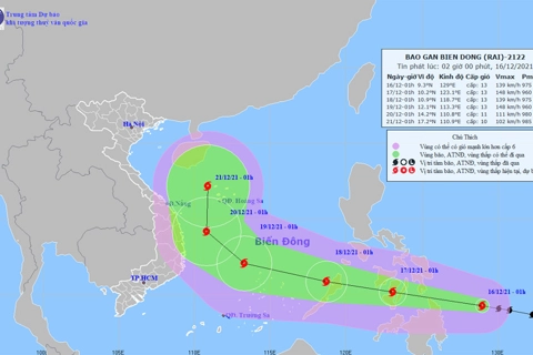 Tropical storm Rai forecast to hit Vietnam on Dec.18