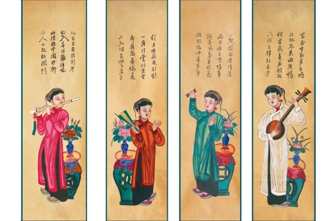 The Spring portrays on “Tu Binh” folk paintings  