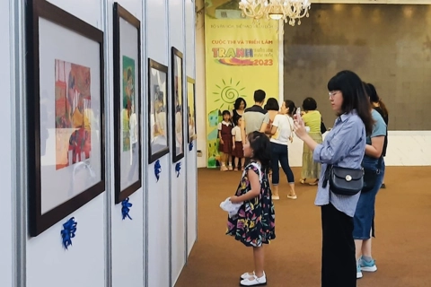 Children's winning artworks displayed in Hanoi