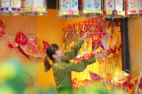 Traditional lanterns on display at Thang Long Imperial Citadel