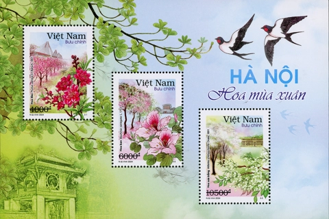 Hanoi flowers on postage stamps