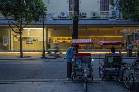 Enjoying coffee at dawn in Hanoi