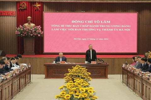 Secretary-General To Lam urges Hanoi for further improvement and growth