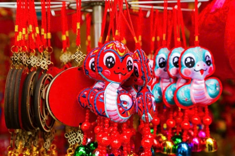 Hang Ma Street shines in red, preparing for the Year of the Snake